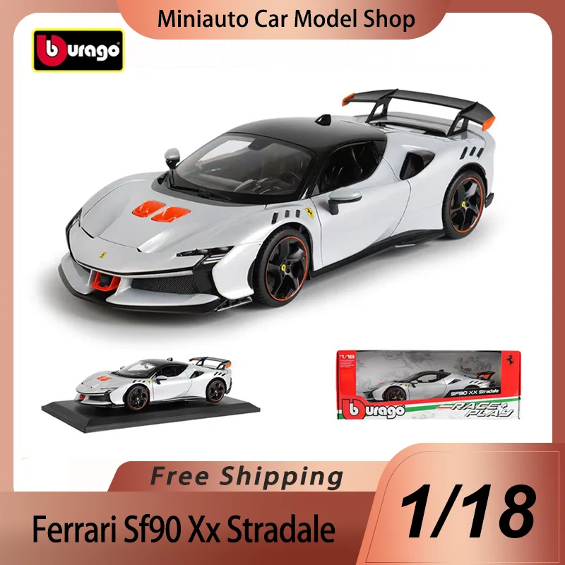 NOVINKA BBURAGO 1:18 Ferrari SF90 XX STRADALE FERRARI SF90 Spider Sports CAR Miniature Diecast Model Model Custom Kids Hračky