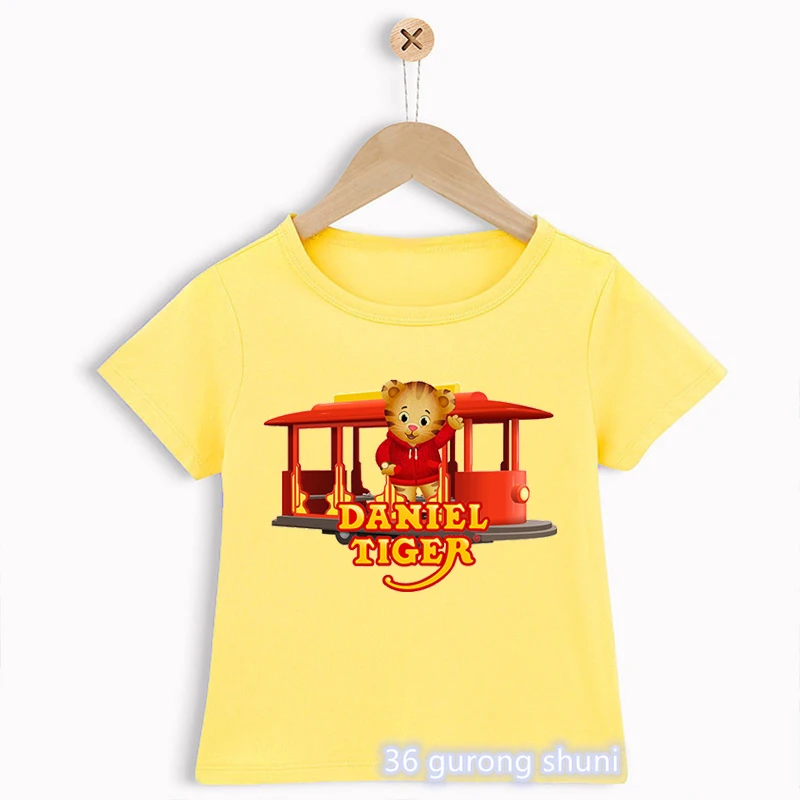 Novinka Design Boys T-Shirts Funny Daniel Tiger's Kartoon tlač batoľa tričká letné módne detské tričká