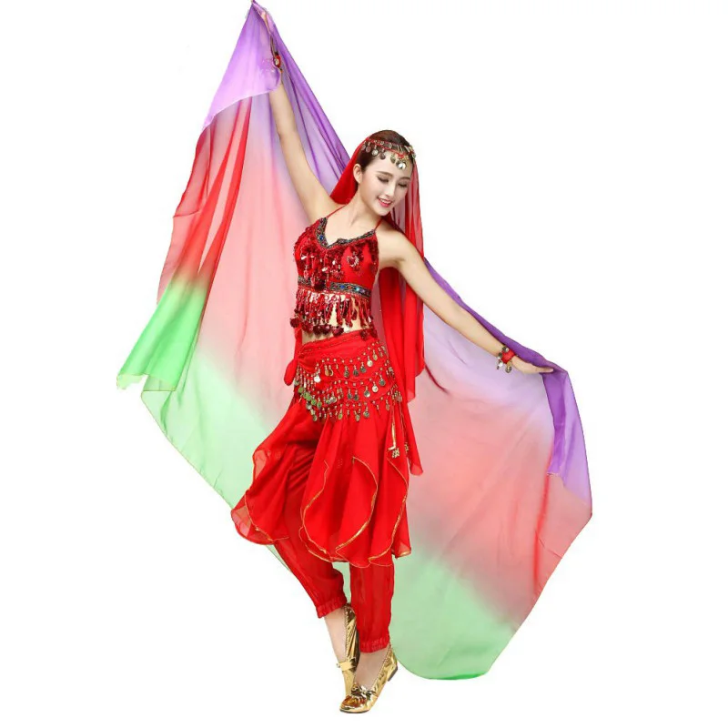 Novinka Gradient Veil Shawl Face Shawl Shawl Wrap Scast Fashion Women Dance Belly Bollywood kostým hodvábny