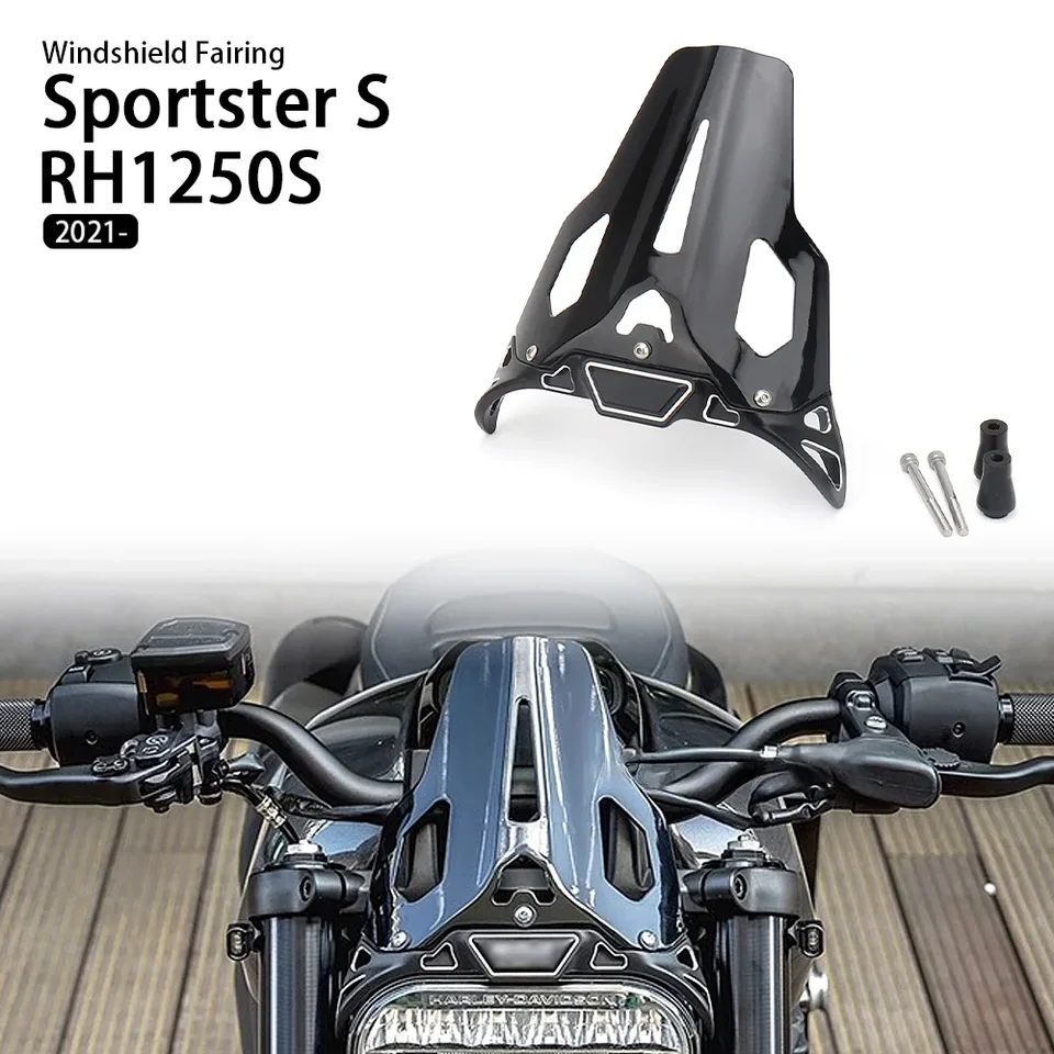 NOVINKA pre Sportster S RH1250S Motocyklové príslušenstvo športové čelné sklo Černé sklo PC čierne pre Sportster S 2021 2022 2023