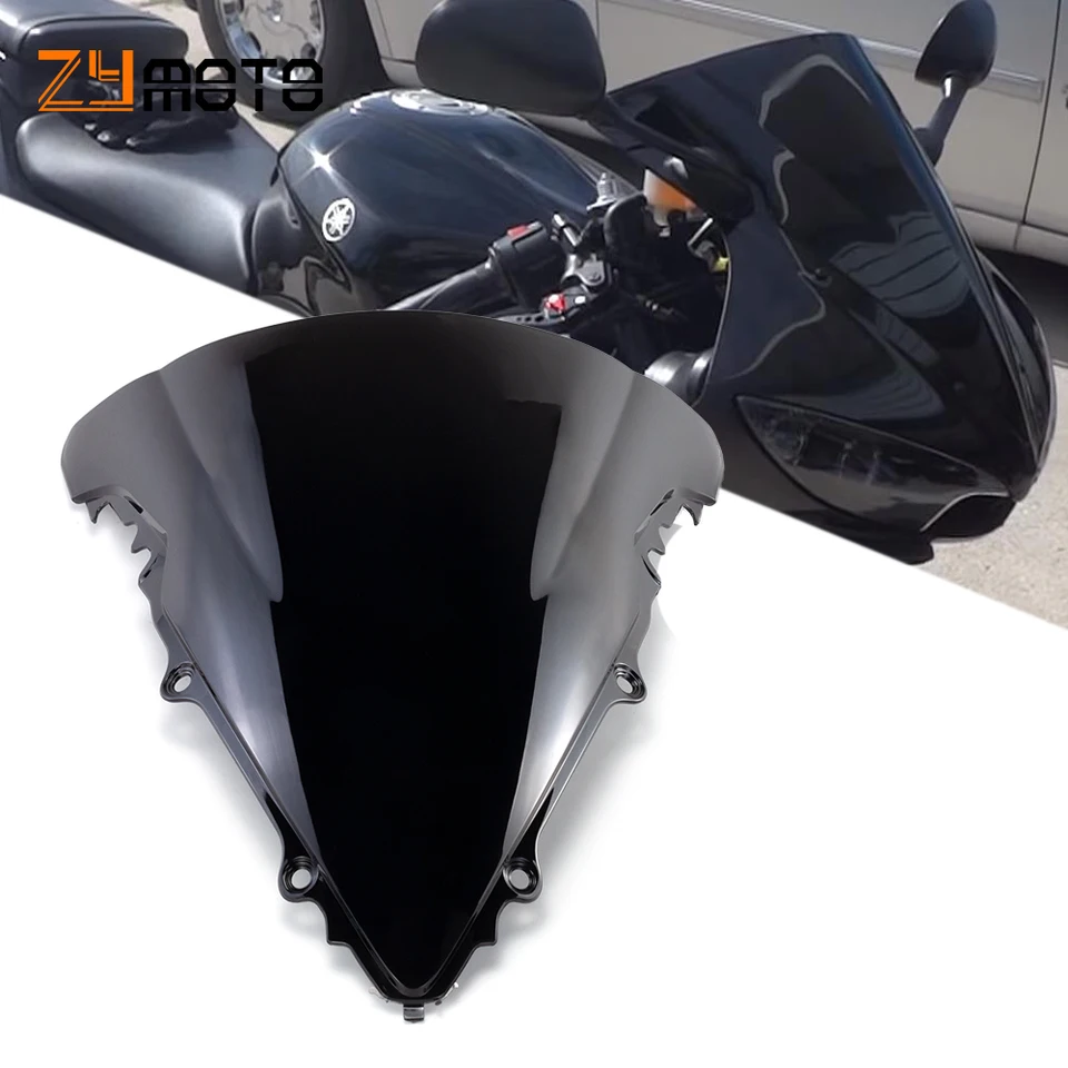 NOVINKA pre Yamaha YZF R6 2003 2004 2005 ABS Motocykel Motocykle Motobike čelného skla Černé sklo Čierne sklo YZFR6