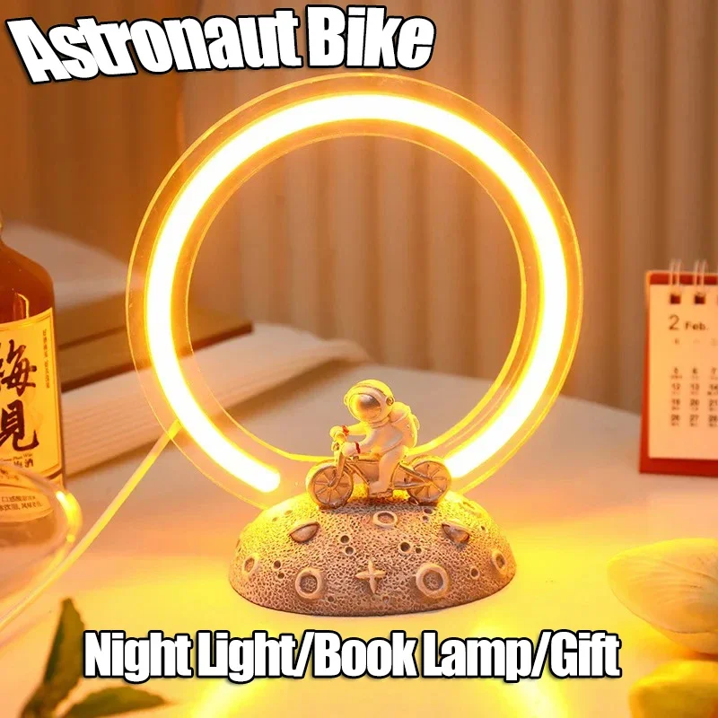 Novinka Quicksand Ring Light Stolová stolová lampa USB napájaná 3D astronaut LED nočné ľahké ľahké dieťa narodeniny Darčeková spálňa Dekorácia