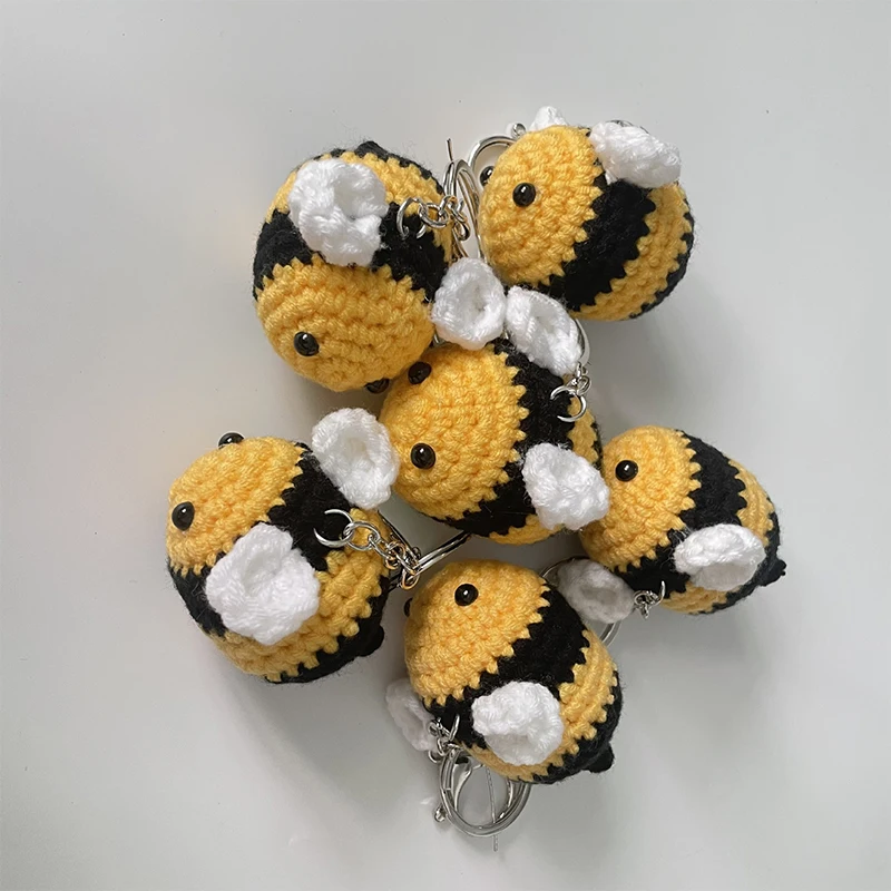 Novinka roztomilé pletenie včely Keychain Little včely Klávesový prívesok Klávesový kľúče Kľúčové držiaky Darčeky šperkov Darčeky