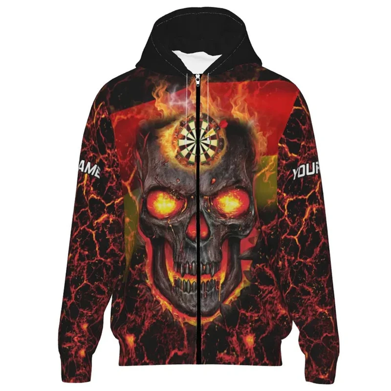 NOVINKA V DART 3D tlačené zipsová mikina pre mužov Trend Street s dlhým rukávom Vlastné meno Zip Up mikina Príležitostné preťaženie športového pulóvu