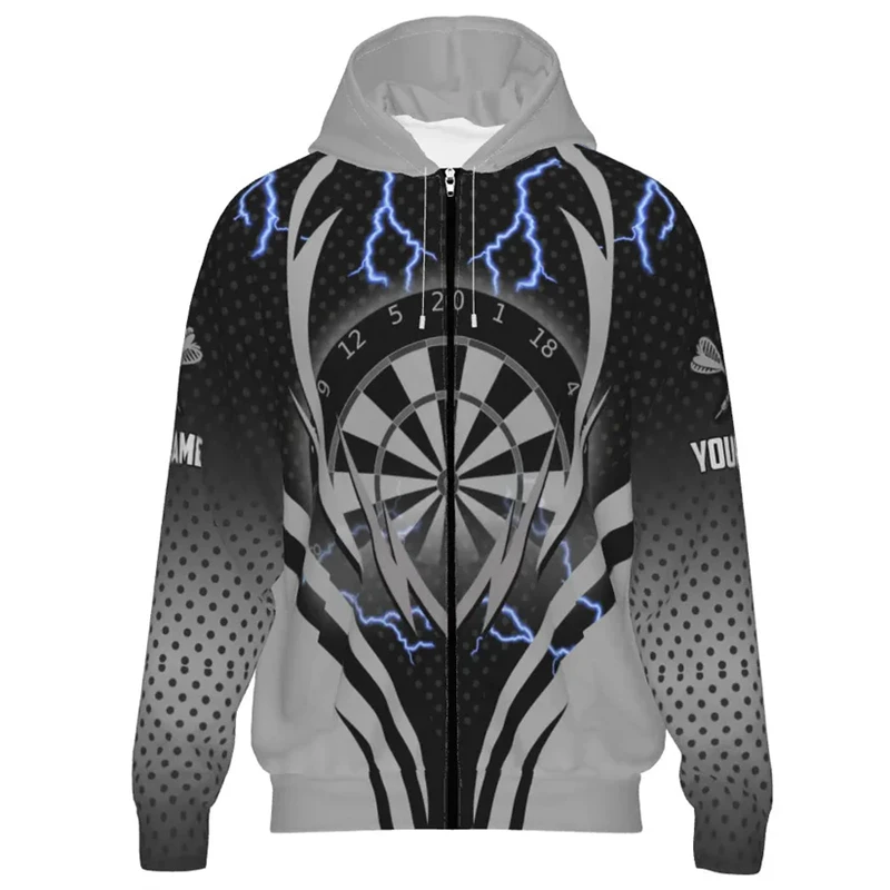 NOVINKA V DART 3D tlačené zipsová mikina pre mužov Trend Street s dlhým rukávom Vlastné meno PULVOVER Cascurs Casy Sports Zip Up mikina