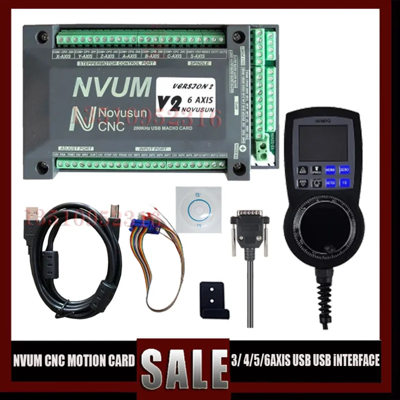 Novo aktualizovaná karta Mach3-nvum USB karta NVEM Ethernet 3-6 AXIS CNC riadiaci systém pohybu NVMPG Digital Display Handwheel MPG MPG