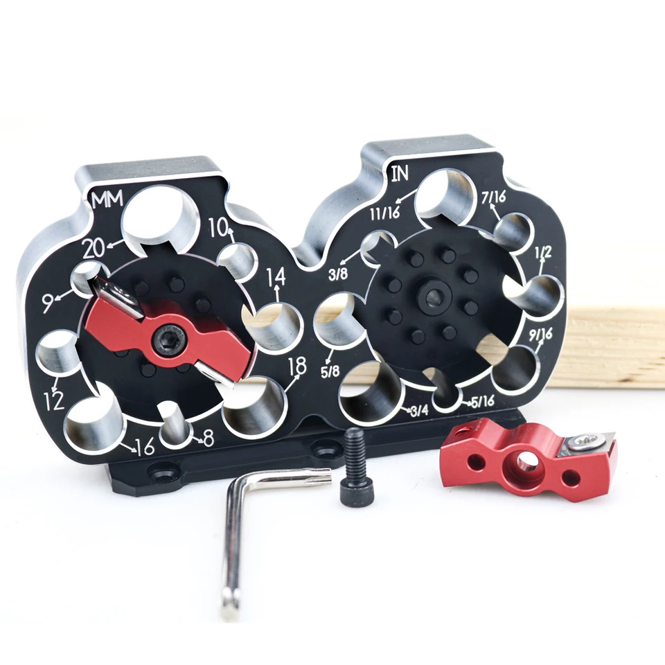 Novo navrhnutý okrúhly stĺpový nástroj Metrický palec 2-v-1 Woodworking Assistant DIY ručne vyrábaný hliníková zliatina Double Blade Combinácia