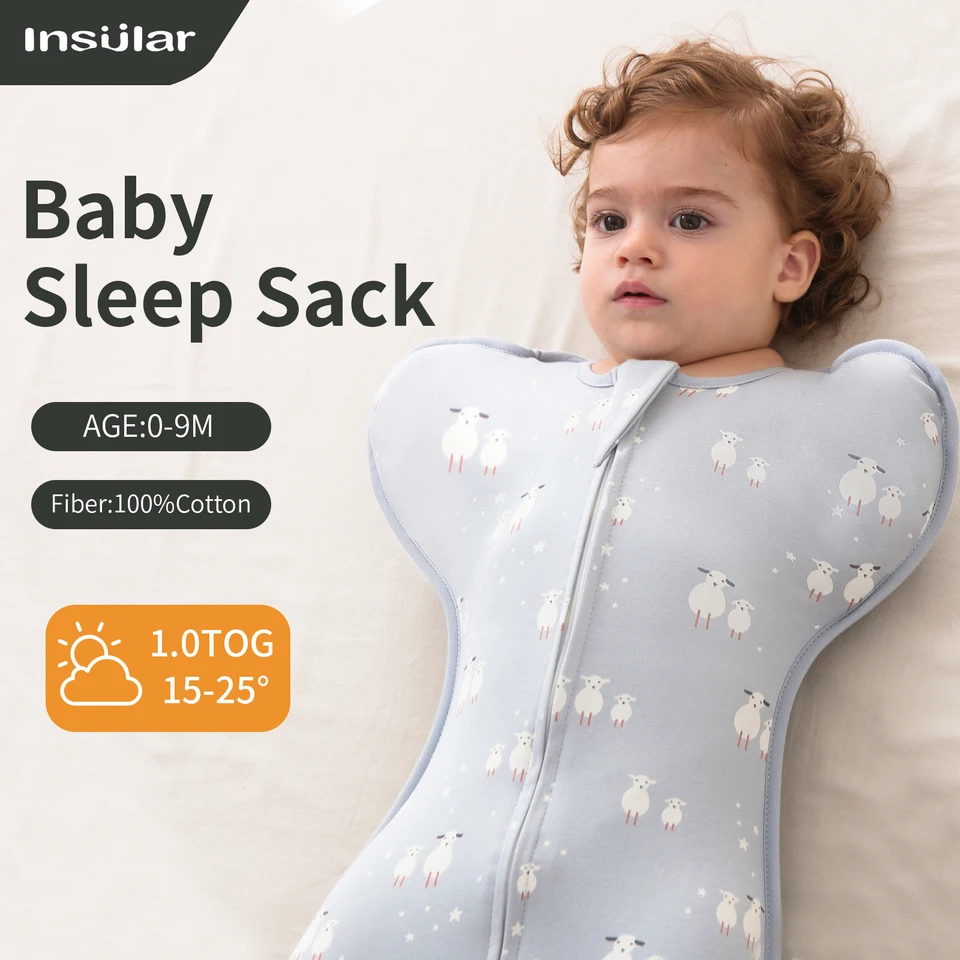 Novonarodené baby spacáky vyvýšené ručne proti šokom bavlnené tlačené spánky