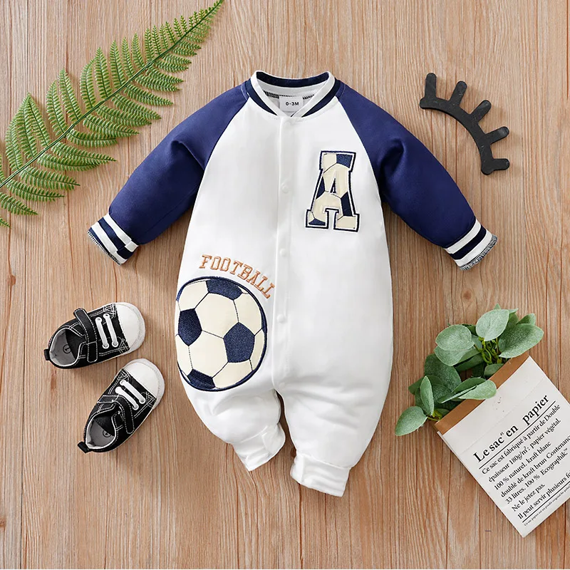 Novonarodené detské baseballové oblečenie 0 3 6 9 12 mesiacov Boston Blue s dlhým rukávom Footies batoľa chlapec oblečenie detské kombinézy pyžama bebe