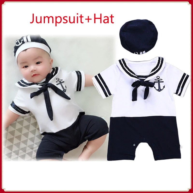 Novonarodené detské oblečenie detská kotva Sailor Sailor Romper White Christing BodySuit Outfit