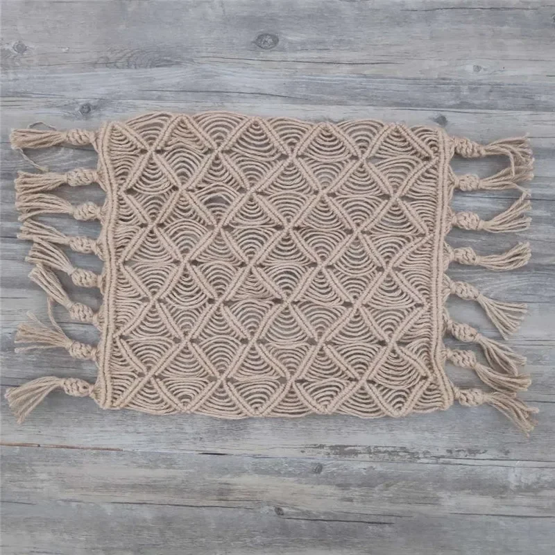 Novorodenecká fotografia rekvizity Tassel prikrývka novorodenecká makrama fotografia rekvizity, ručne tkanina Jute Basket Deka detských fotografií rekvizity