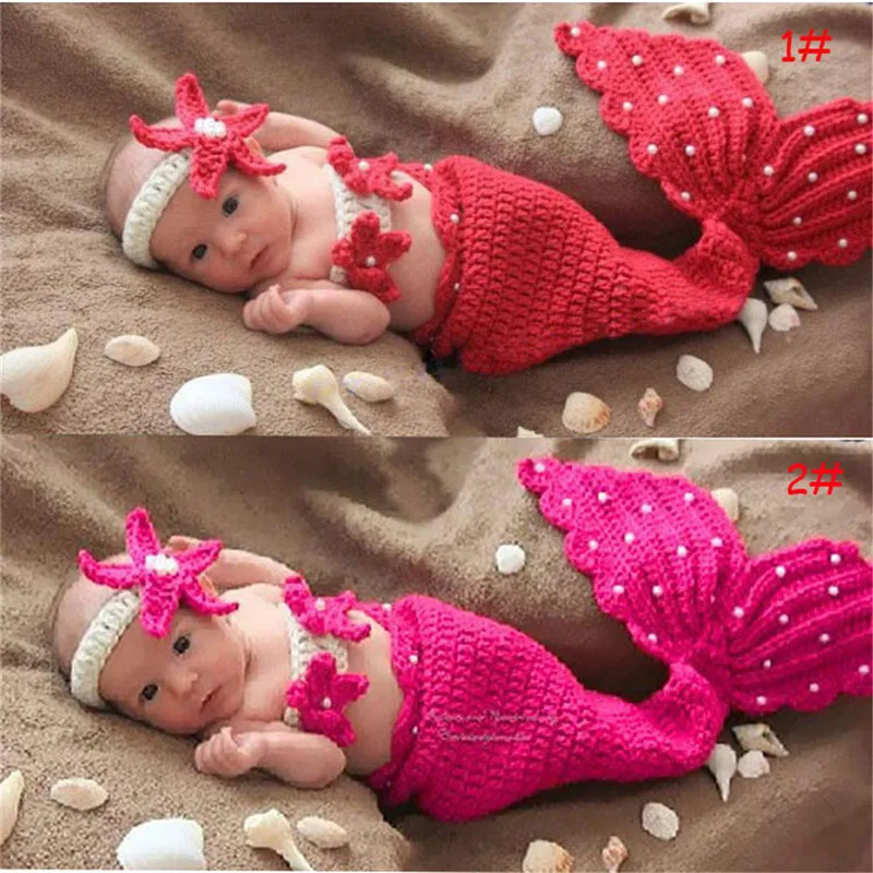 Novorodenecké fotografické oblečenie rekvizity Navy Sailor Merler Mermaid Princess Snowman Dievčatá dievčatá pletené oblečenie