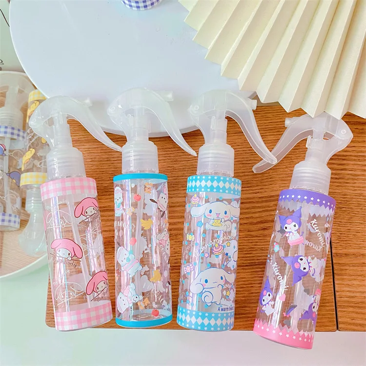 Nová 120 ml Sanrio Hello Kitty Liquid Dispencing Bottle Kawaii Anime Kuromi Cutoon Cartoon Cinnamoroll Prenosná kozmetická fľaša s vodou