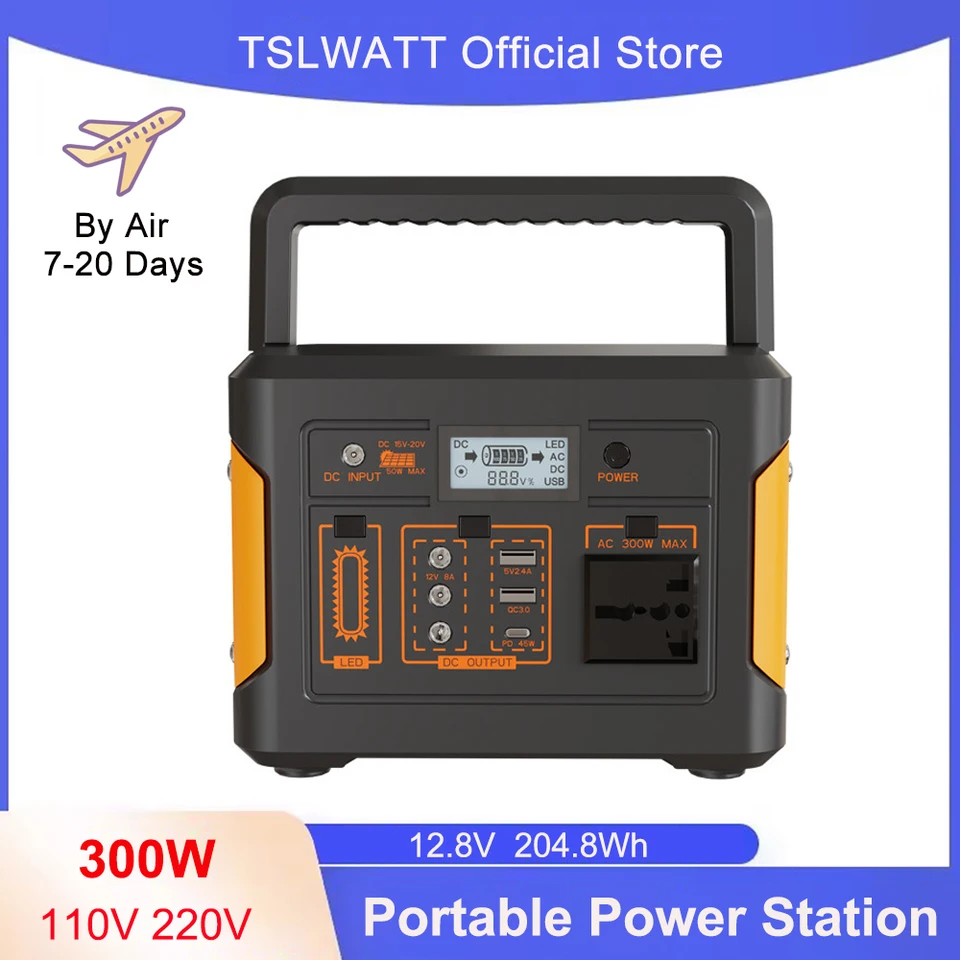 Nová 300 W prenosná elektráreň AC 110V 220V Solar Generator Power Bank LifePo4 Nabíjacia stanica 204Wh pre kempingové napájanie