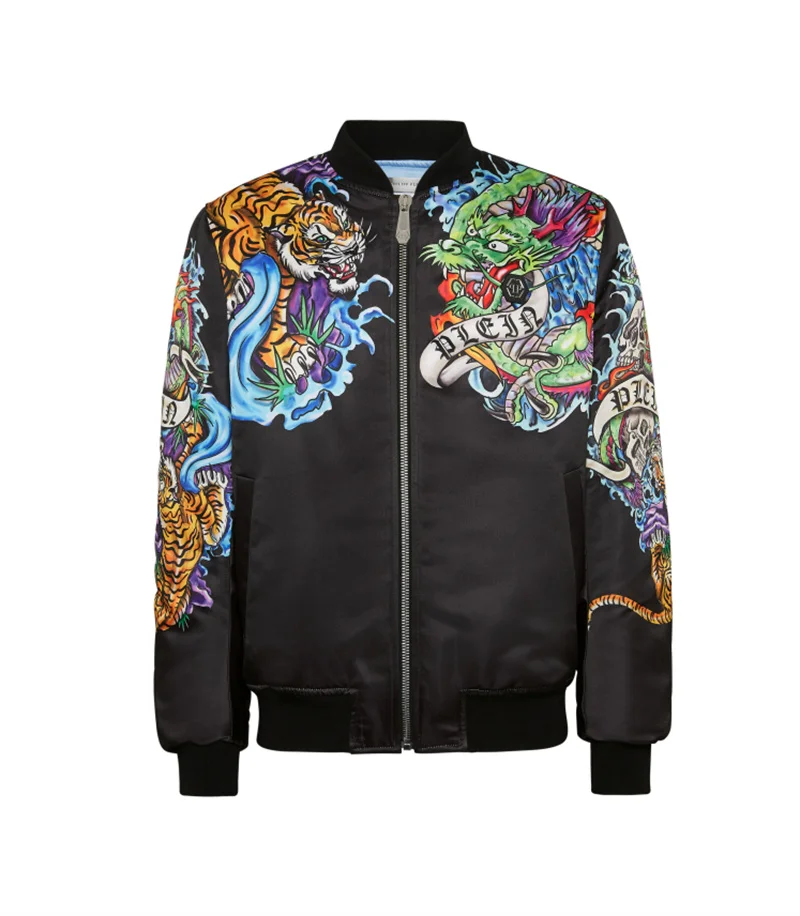 Nová 3D tlačená samuraja maska ​​masku tetovania Bomber Bunda Casy Spring Autumn Vintage Zipper Jacket Unisex Clothing Streetwear