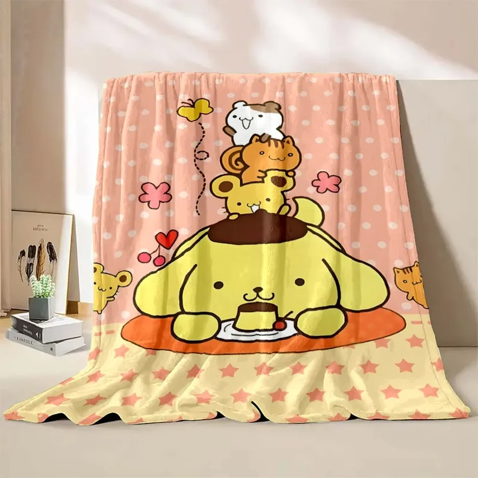 Nová 3D tlačová prikrývka Pom pom purin sanrio prikrývka Warm Soft Fluffy Cartoon Hrot Kid Dospelá prikrývka Rozšír