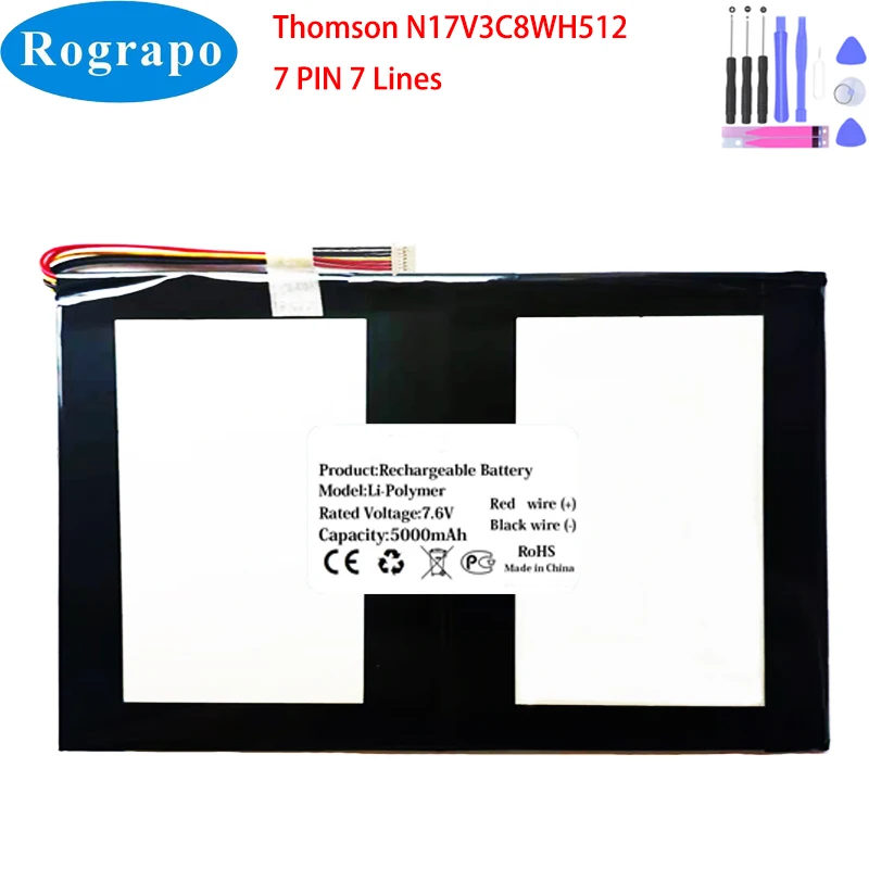 Nová 7,6V 5000 mAh Thomson N17V3C8WH512 Tablet PC NAPOJET BATTER