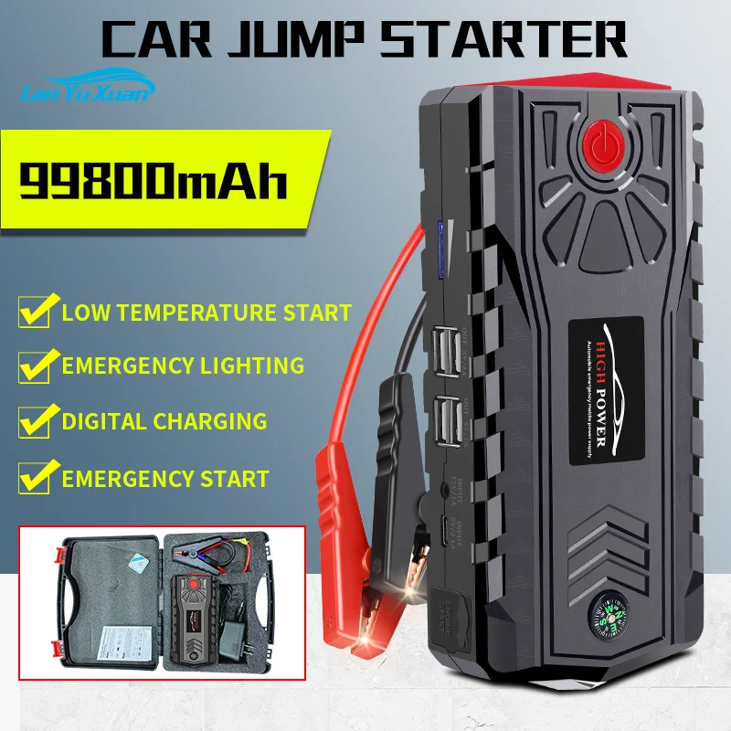 Nová 99900 mAh automobilová skoková štartér Bank 5000A Automatické núdzové posilňovacie batérie Štartovacie zariadenie nabíjačku nabíjačky benzínových automobilov kemping