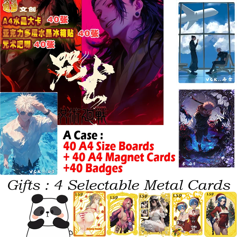 Nová a4 veľkosť jujutsu Kaisen Collection Card Gojo Hobby Doujin Game Board Anime CCG Card Magnet Detské darčeky