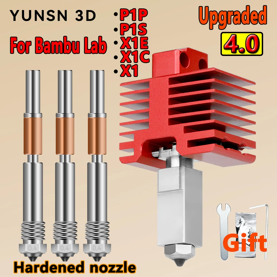 Nová aktualizácia TZ4.0 HOTEND For BAMBULAB P1S, P1P, X1, X1C, X1E ODDELENÁ OCELNÁ OCELNÁ DYZY HORKY HORDY 3D TLAČNÉ PRÍSTUPY