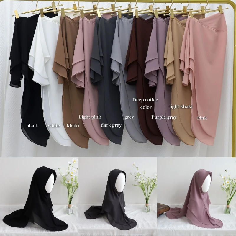 Nová amira hidžáb Ženy Eid ramadán Modlitba Šál arabský zábal Hlaw Shawls Moslimský turban Islamský dvojvrstvový khimar Khimar