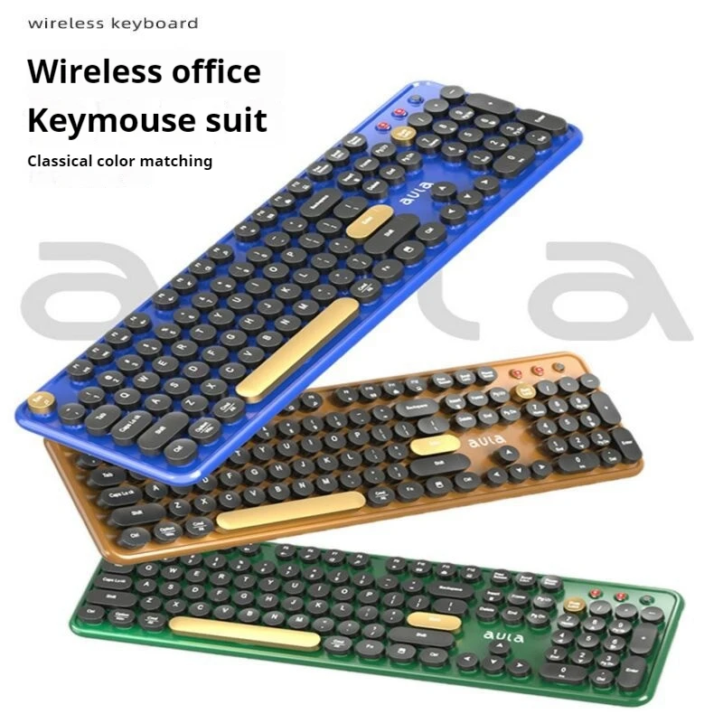 Nová AULA AC306 Bezdrôtová klávesnica a Office Mouse Office Game Retro Klávesnica a myš Set E-Sports Game Keyboard a Mouse Office Gift