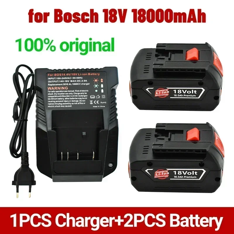 Nová batéria 18 V 18.0AH pre elektrickú vŕtačku Bosch 18V Nabíjateľná li-iónová batéria BAT609, BAT609G, BAT618, BAT618G, BAT614+nabíjačka