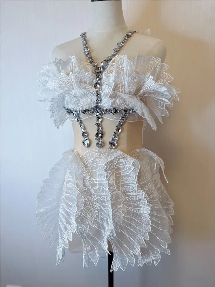 Nová biela farba Ženy Sexy z ramena Hlater Bodycon Mini šaty Crystal Nightclub Party oslavovať narodeninové šaty
