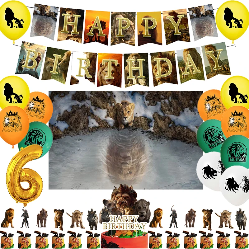 Nová dekorácia narodeninovej oslavy Lion King Simba Balloon Banner Banner tortu topper detské narodeniny