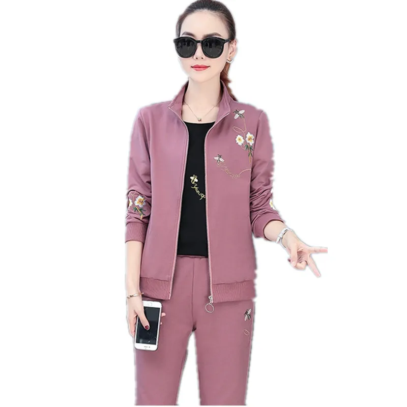 Nová dáma oblečenie Set Sporting Suit Female 3 -Peting Set Dámske oblečenie vyšívané módne odevy 1477