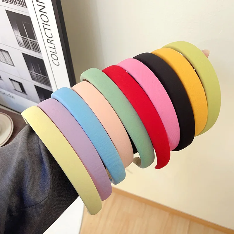 Nová farebná špongia so širokým okrajom Hairband Ženy v pevnej farbe čela
