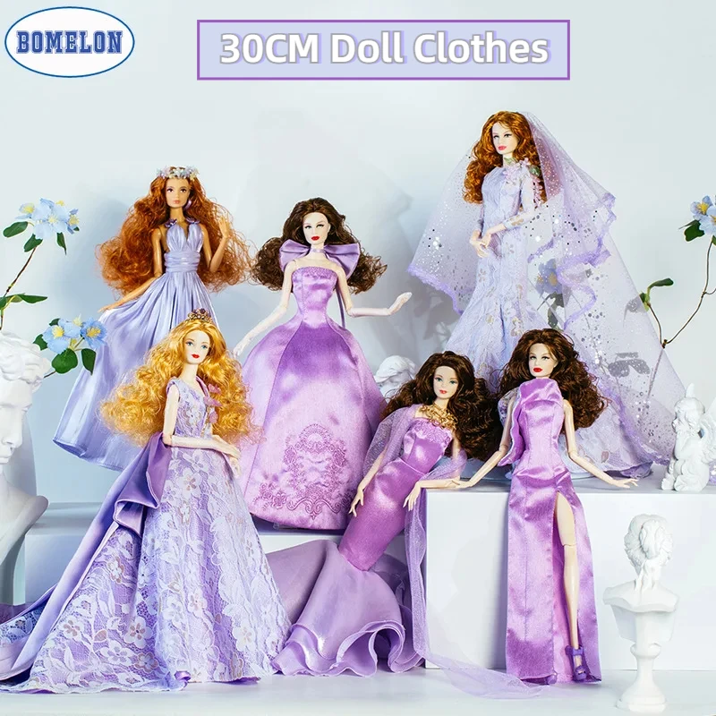 Nová fialová princezná šaty Dievčatá večerné šaty 1/6 BJD Doll Clothes pre bábiky 30 cm babi/blythe/PP Dolls Accessories Hračky