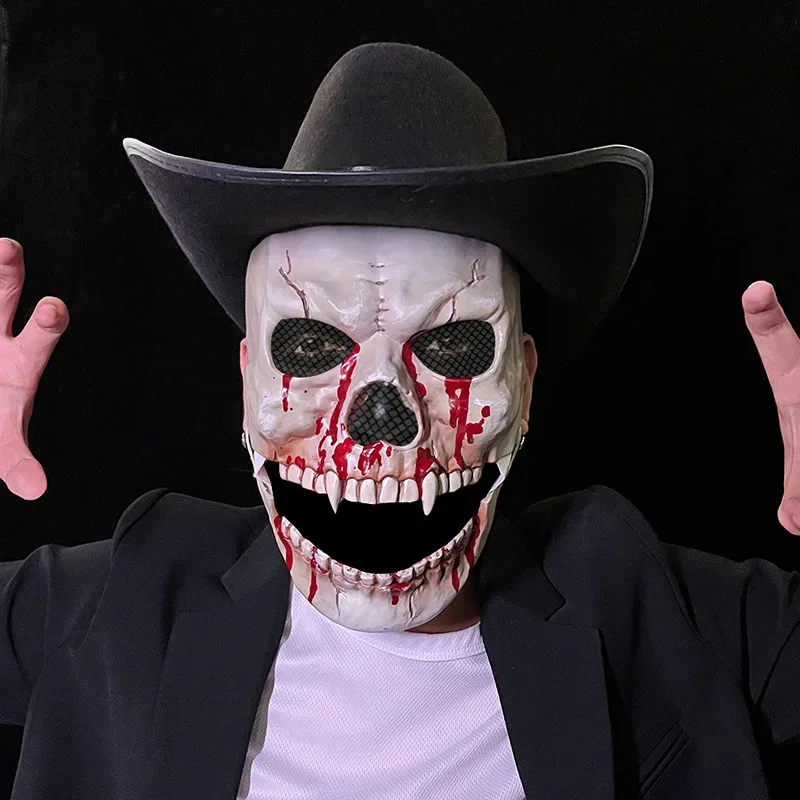 Nová halloweenská simulácia úst lebky maska ​​plastová šaty Up Prop Mask Horor lebka hlava kryt