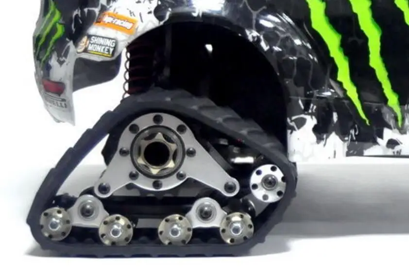 Nová hliníková zliatina predná a zadná súprava Snow Wheet Pieand Mobile Conversion 4pc Treet Pneumatika pre HPI Racing WR8 Chassis 1/10 Crawler