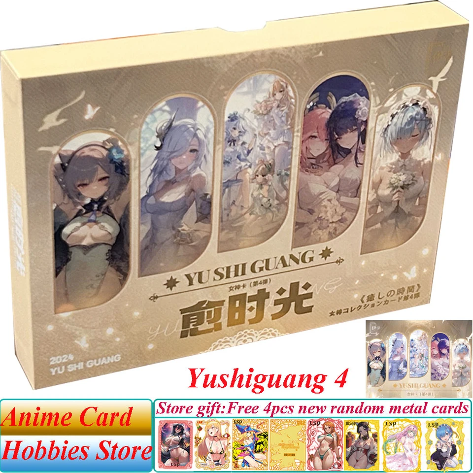Nová ika uzdravenie Time Wave 4 Goddess Story Collection Card Card Sexy Girl Swimsuit Bikini Uniform Gold Frame Epoxy Kvapkané karty potiahnuté