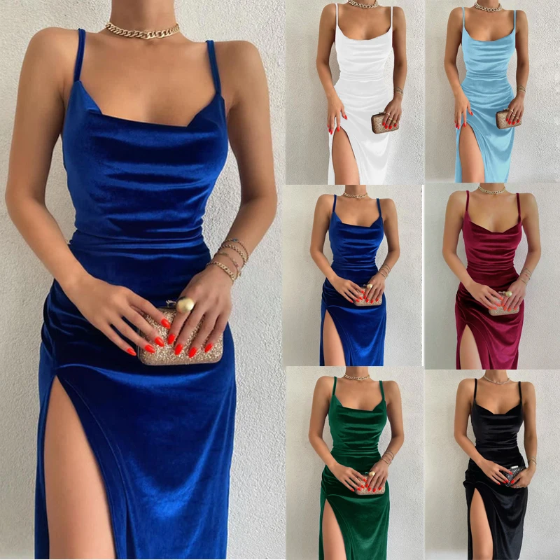 Nová jarná/letná móda Sexy Slim Fit Fit Split Srap Dress for Women