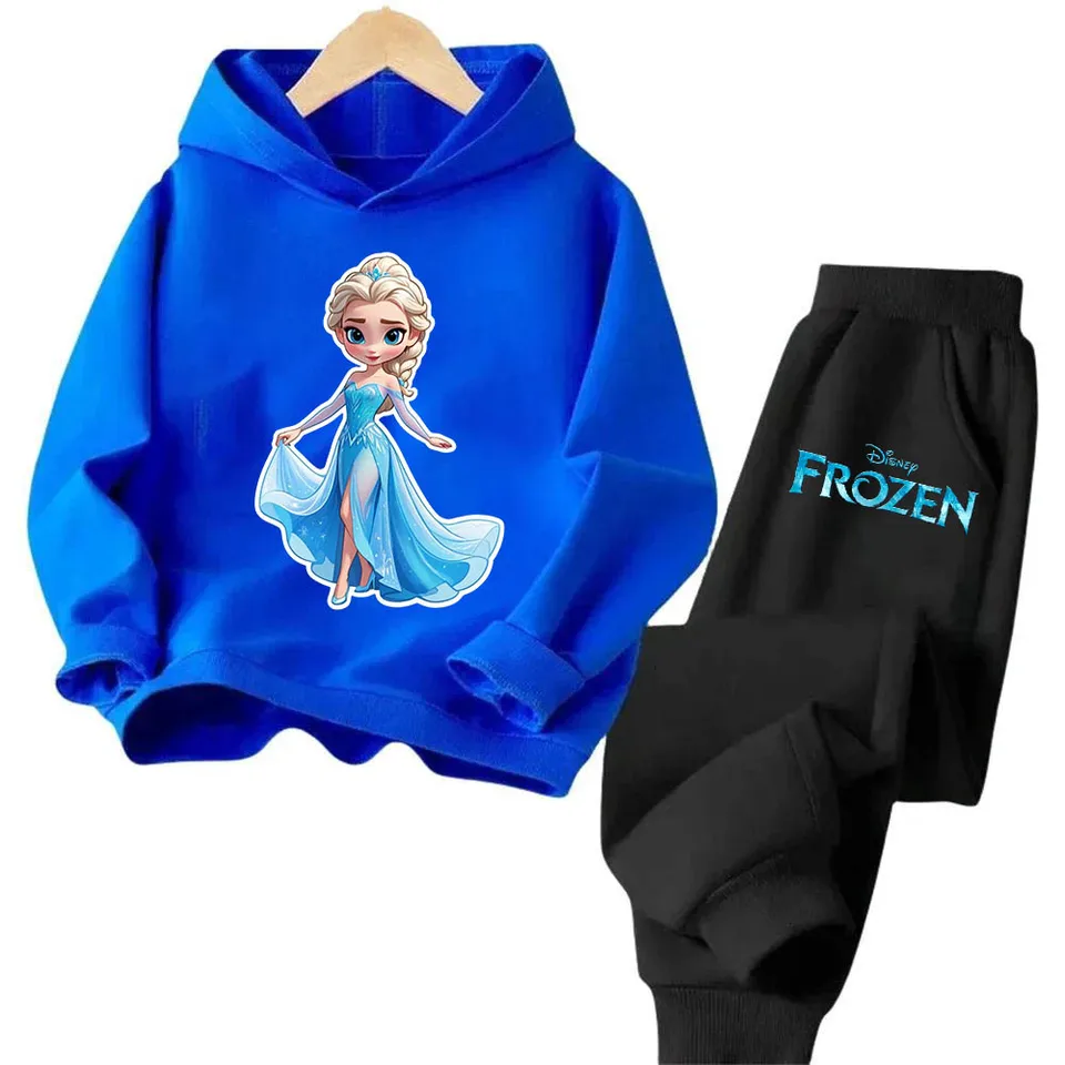 Nová karikatúra Snehulienka Disney Girl Clothing Pohodlné mäkké nohavice s dlhým rukávom 2 kusové oblečenie Crewneck každodenné párty