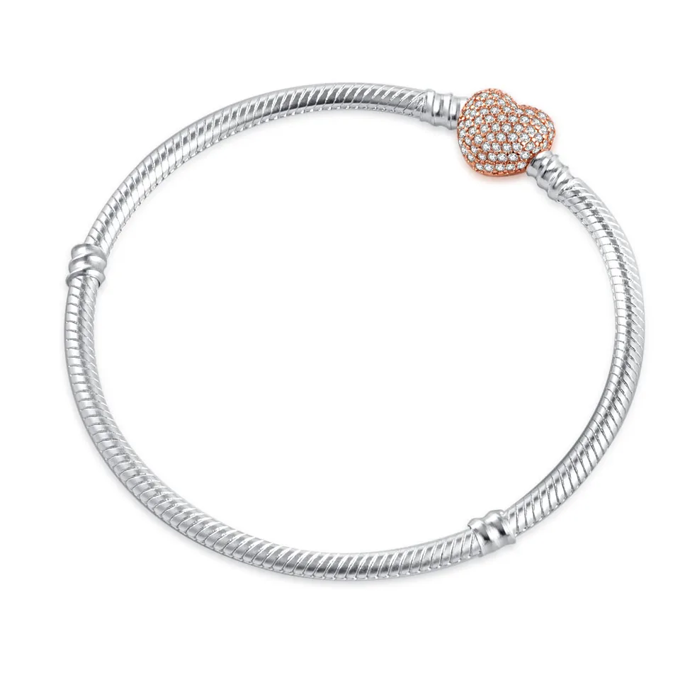 Nová klasika Rose Gold Love Zircon Clip Náramok Špeciálny originálny hadí korálky Prívesok kúzlo šperky doplnky