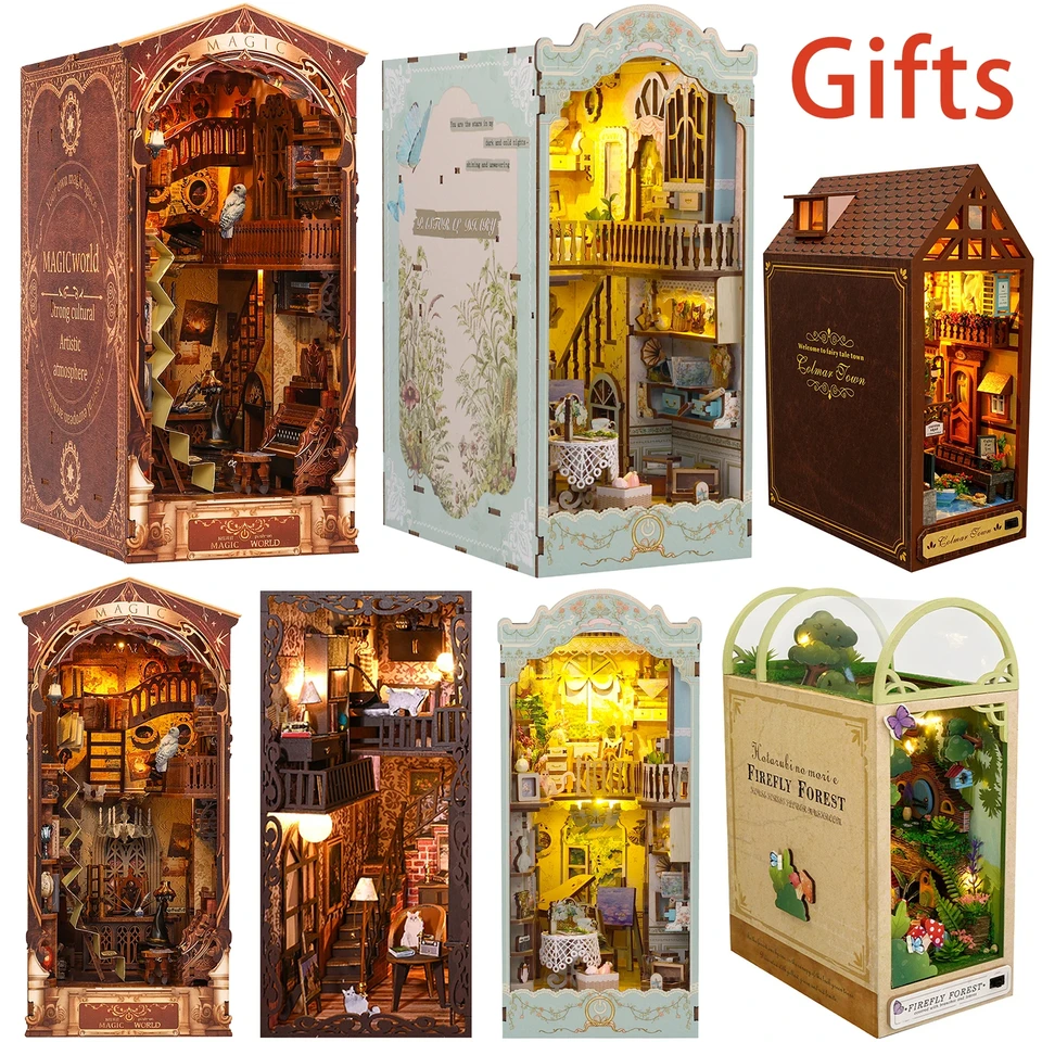 Nová kniha DIY Book Nook Miniatures Police Vložte bábiku model budov