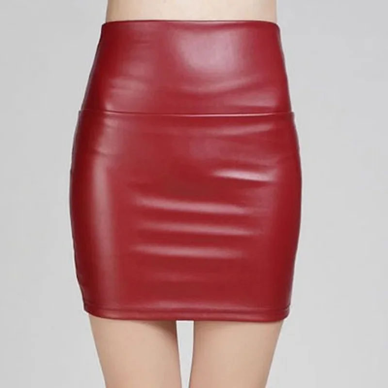 Nová kožená sukňa výbušná dámska móda vysoký pás pu kože kožu zimoznutá mini hip sukňa sexy pre sex dámska sukňa