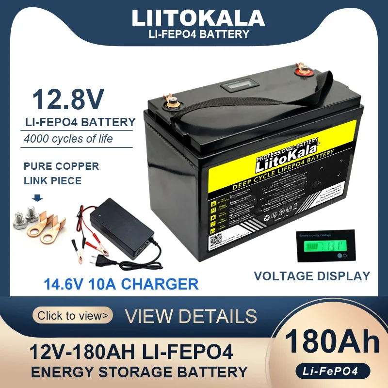 Nová liitokala 12,8V 180AH LifePO4 batéria 12 V litiumfosfátové batérie fosforečnanu 4000 cyklov Touring Car Solar Daň vetra zadarmo