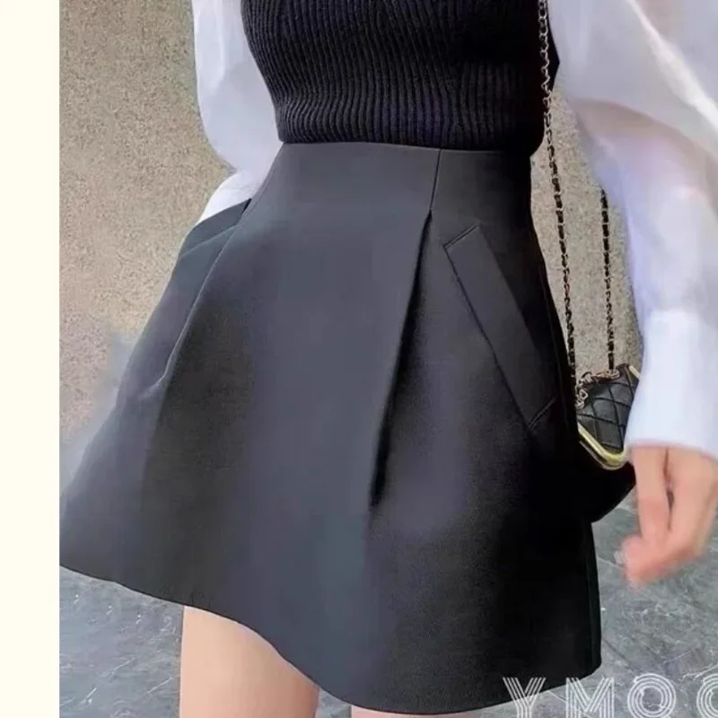 Nová linka Puffy Mini čierna sukňa Ženy Vysoký pás Kórejský štýl Fall Wild Casual Sexy Retro Y2K Suits Faldas Mujer Moda Jupe