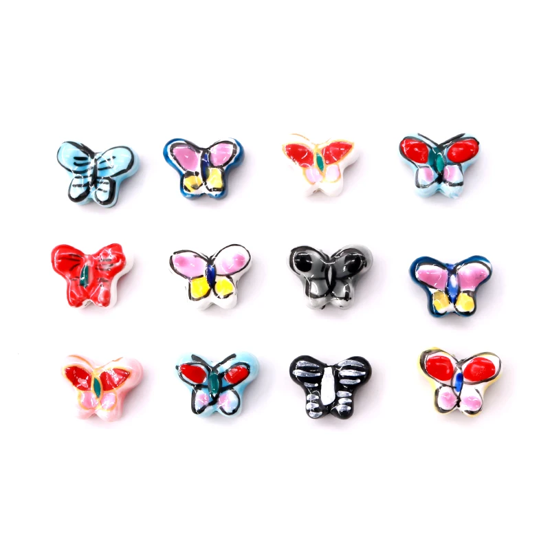 Nová móda 5ks/veľa motýľov keramické korálky 17x13x7mm farebný ručne kreslený porcelán keramika Craft náramok DIY korálky