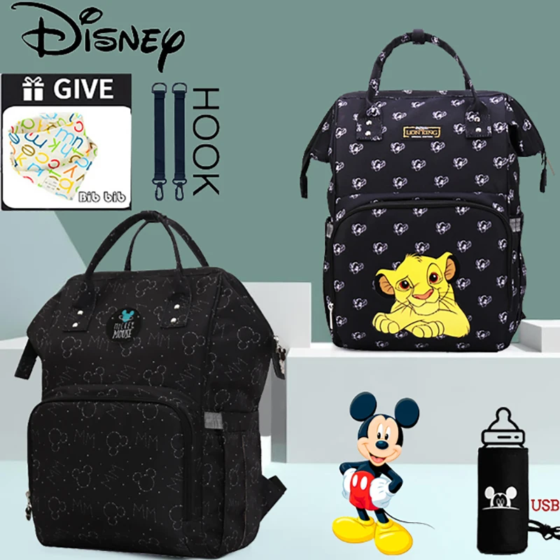 Nová móda Disney Mickey Mouse Plienka taška Mommy materský batoh veľká kapacita Múmový taška Multifunkčná detská kočíka