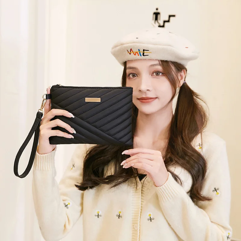 Nová móda vynikajúca peňaženka retro príležitostné ženy totes ženský pruh pU Solid Color Phone Bag Women Luxusné ručné kabelky