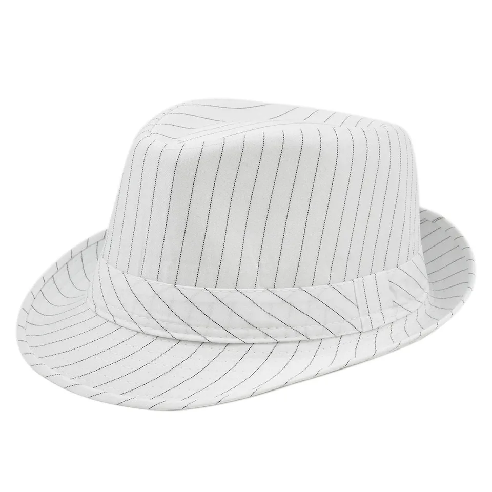 Nová módna bielizeň s krátkym rukávom Fedora klobúk pre mužov pruh britský štýl gentleman čierna jazzová čiapka Ženy Chapeu Panama Fedoras