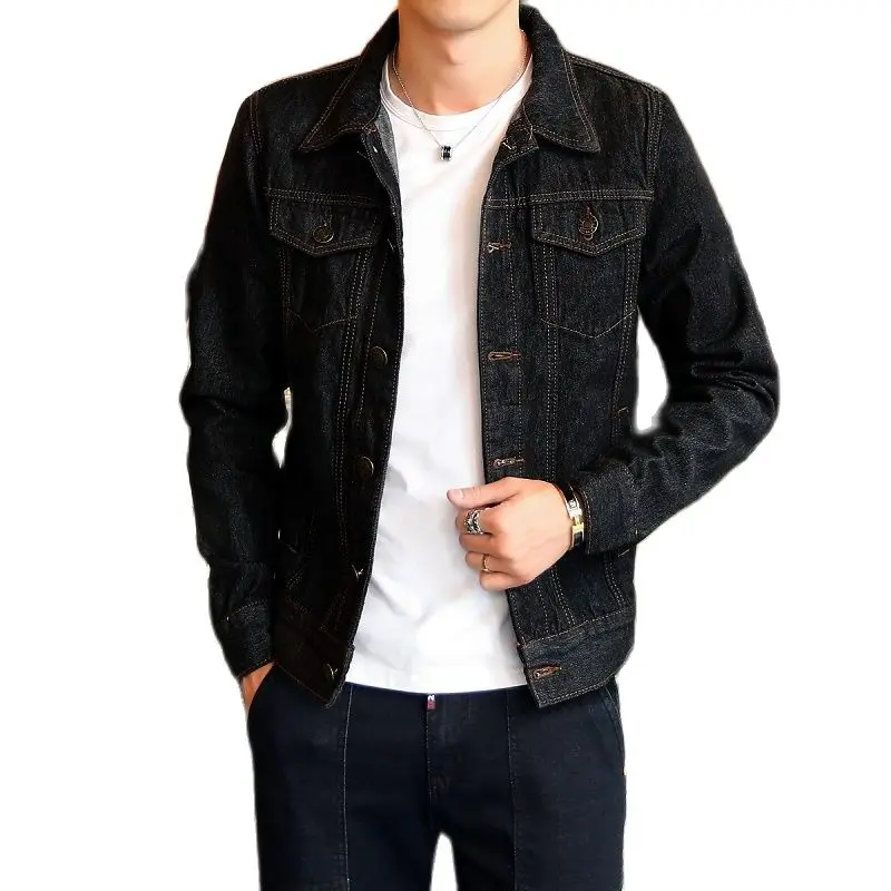 Nová módna džínsová bunda Pánske single Denim Denim Jacket Pánsky stánok Bomber Bund and Coat veľkej veľkosti M-4xl
