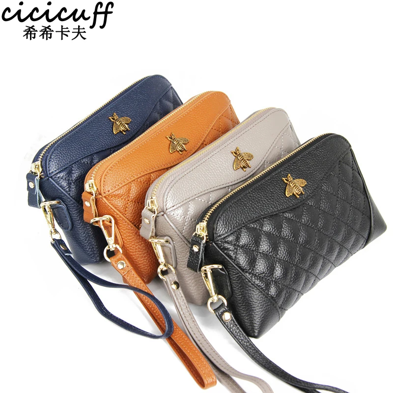 Nová módna horná vrstva CowHide Wallet Typ Shell Typ Soft Zipper Candbag pre dizajnérske dizajnérske značka Krásna kabelka dlhá peňaženka