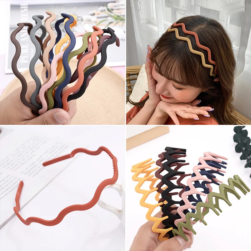 Nová módna sladká divoká píla Wave Wave Frosted Farbed čelenka pre ženy dievčenské doplnky hlavy pokrývky hlavy