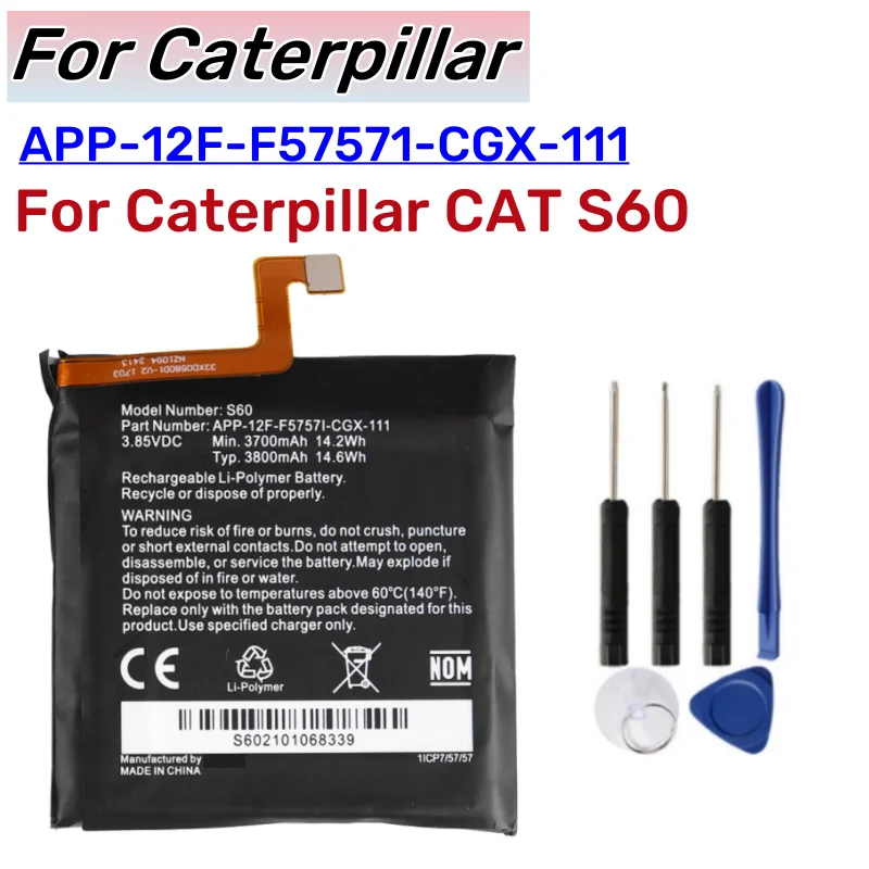 Nová originálna batéria 3800 mAh pre Caterpillar Cat S60 APP-12F-F57571-CGX-111 Phone Battery Bateria + Tools